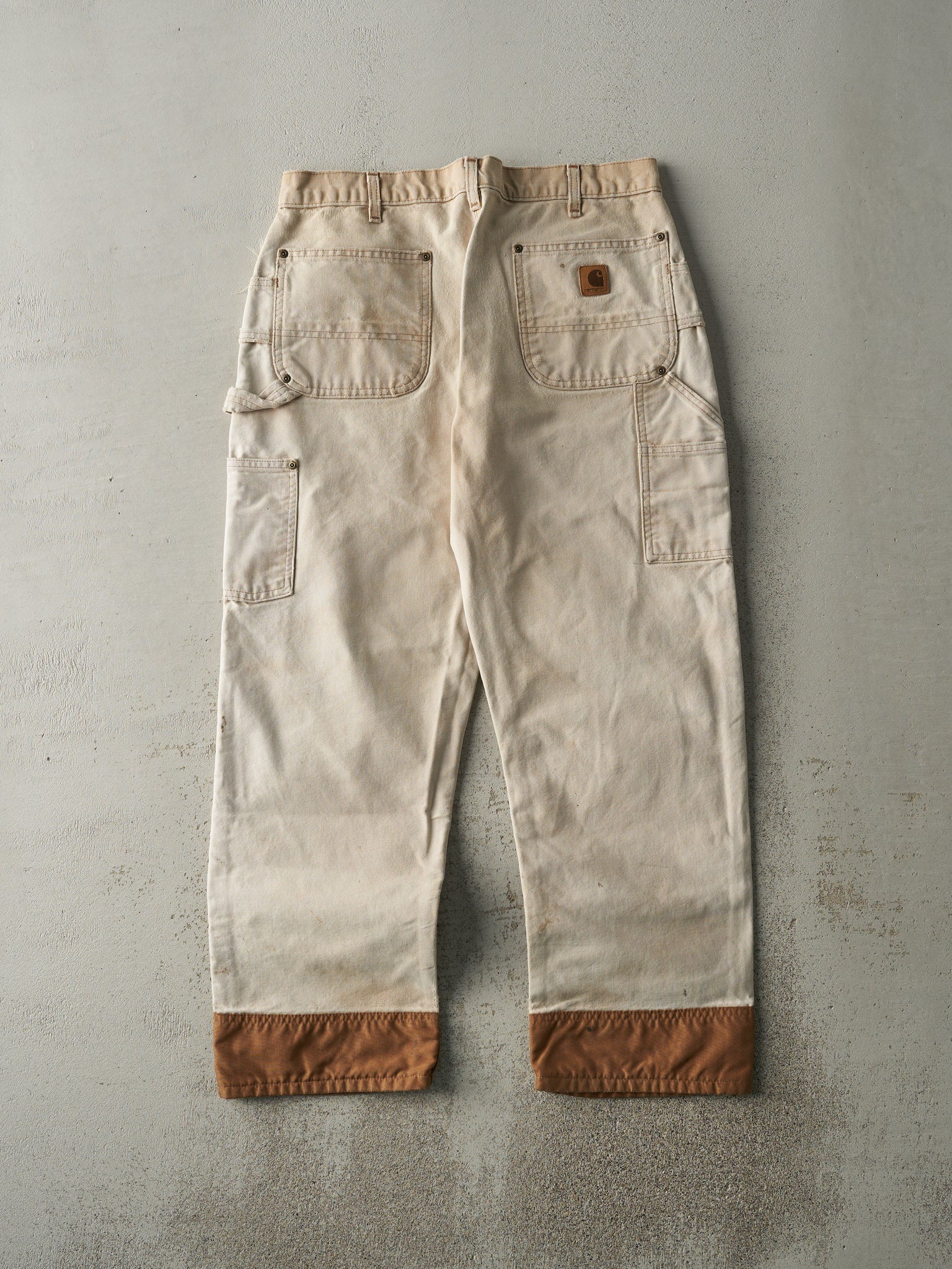 Vintage 90s Beige & Camel Dungaree Fit Carhartt Double Knee Pants (33x28)