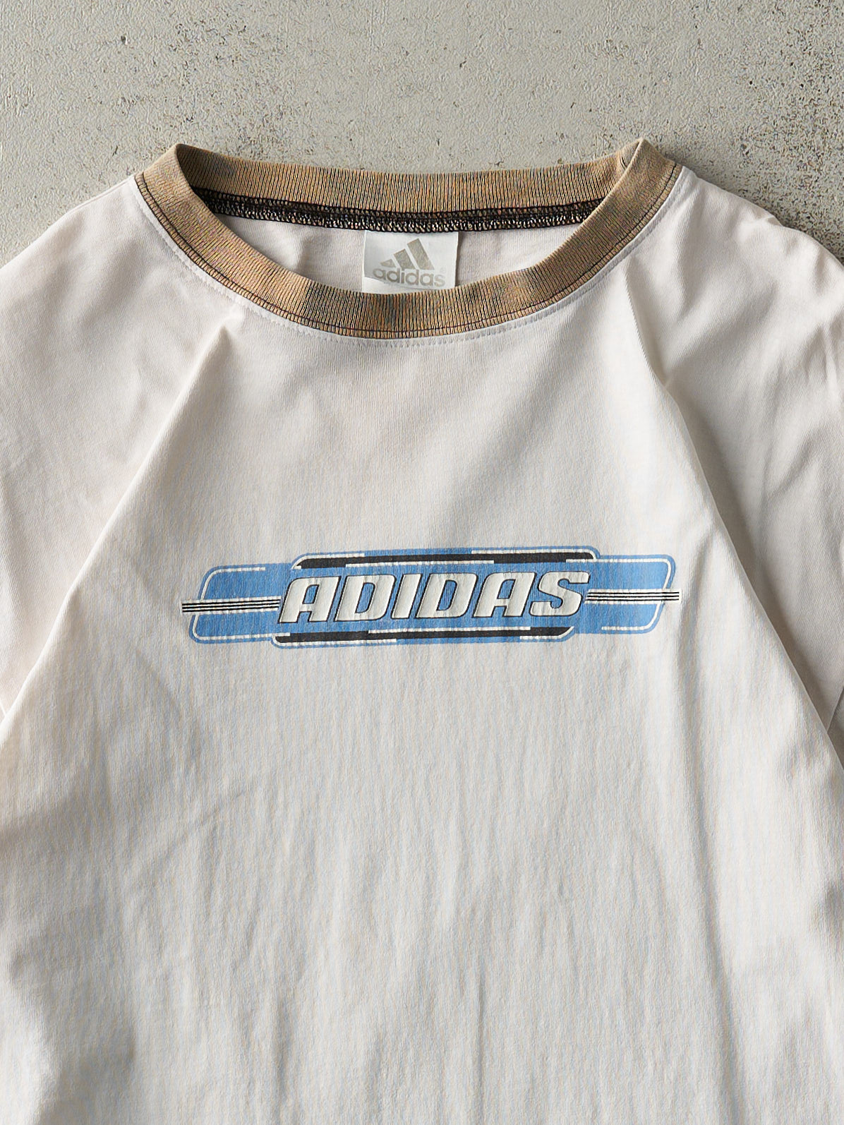 Vintage Y2K White Adidas Logo Ringer Tee (M)