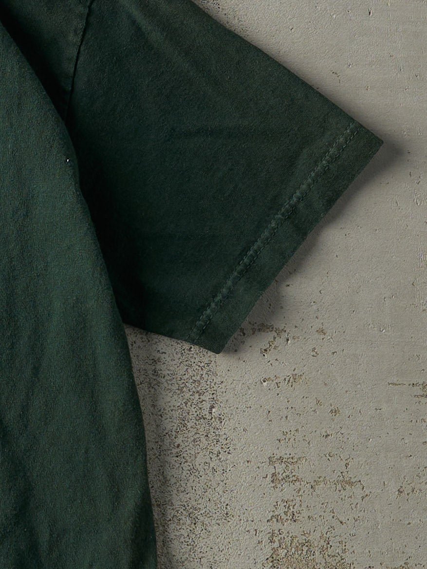 Vintage Y2K Forest Green Act Their Age Slogan Tee (M)