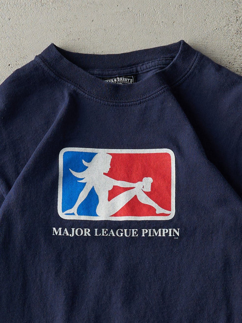 Vintage Y2K Navy Blue Major League Pimpin Tee (XS)