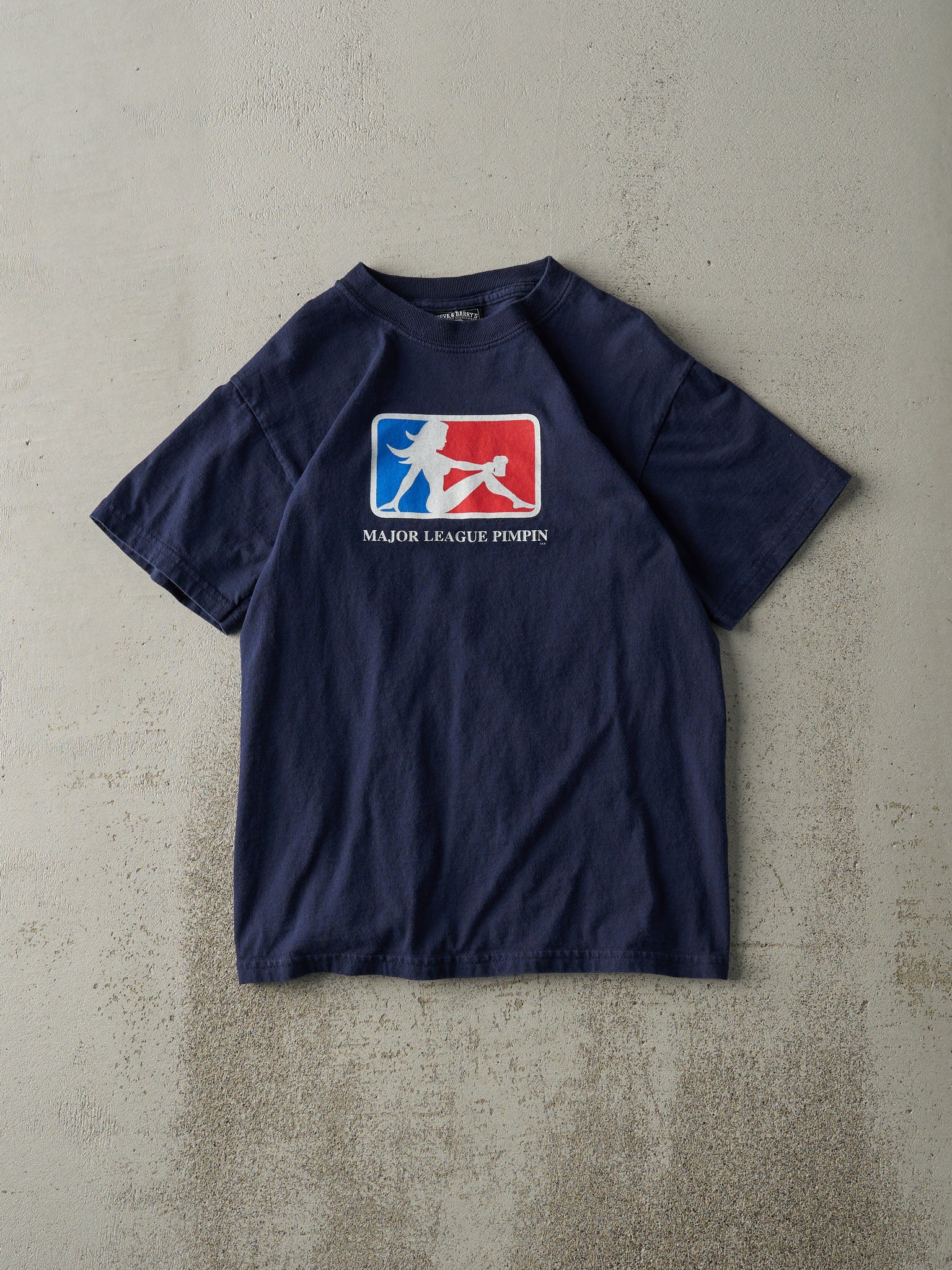 Vintage Y2K Navy Blue Major League Pimpin Tee (XS)