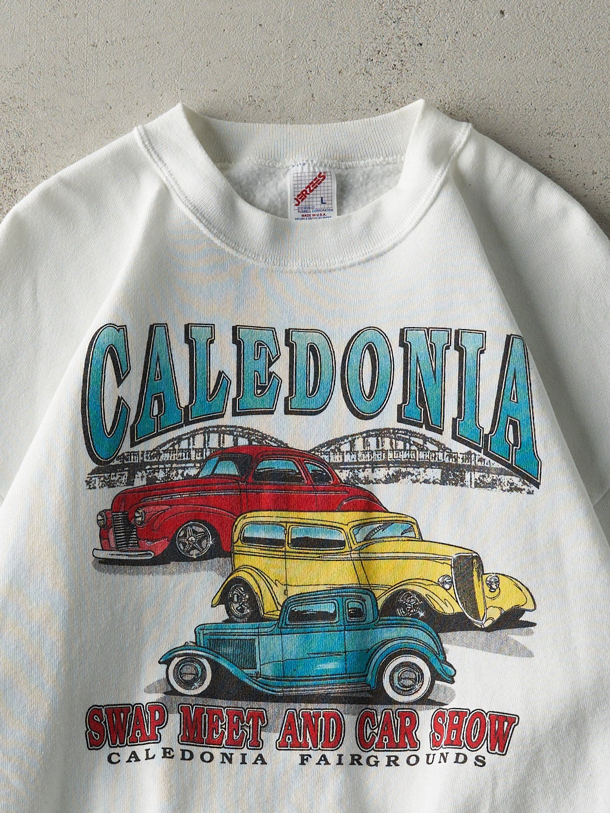 Vintage 90s White Caledonia Swap Meet & Car Show Crewneck (M)