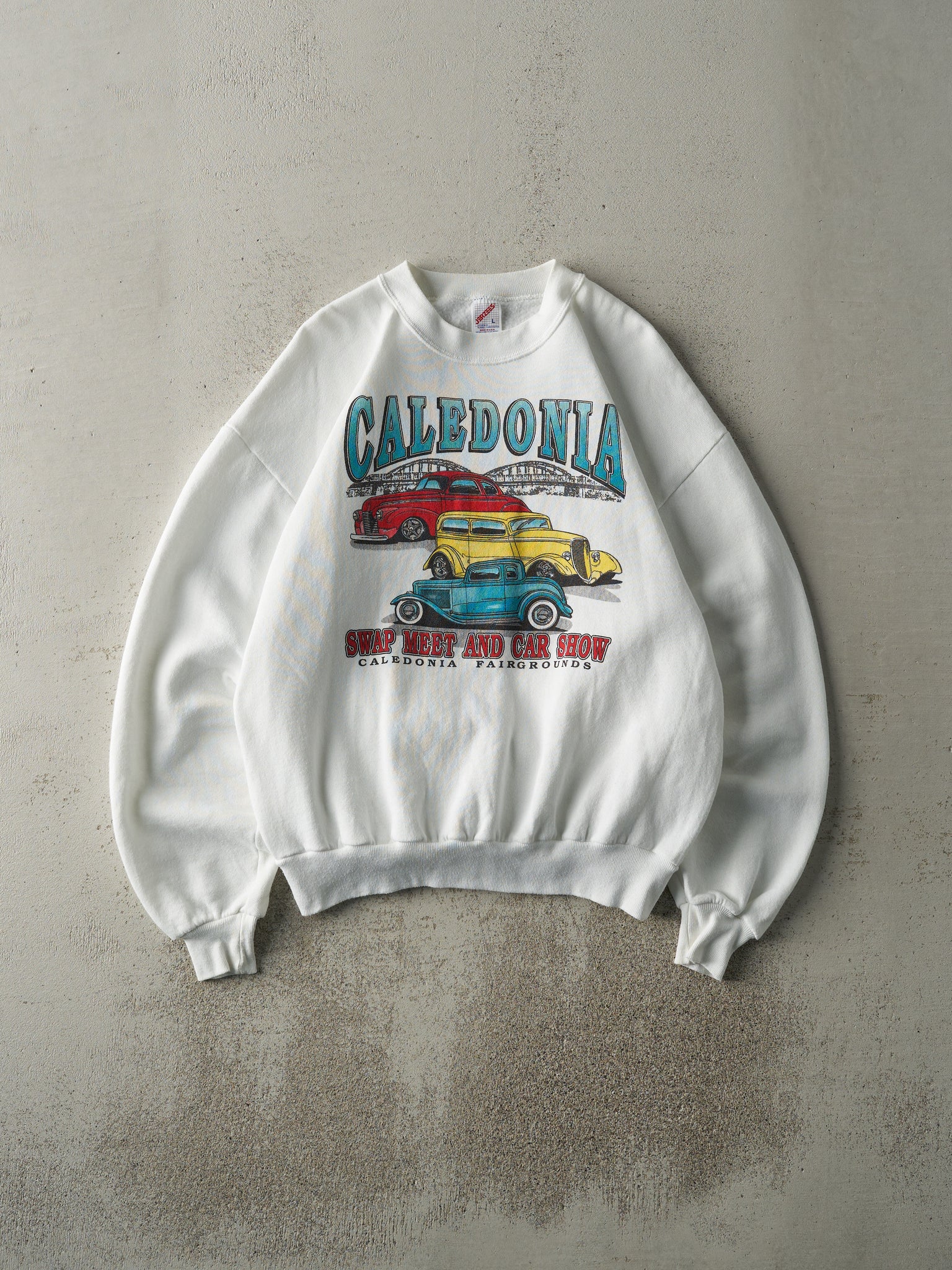 Vintage 90s White Caledonia Swap Meet & Car Show Crewneck (M)