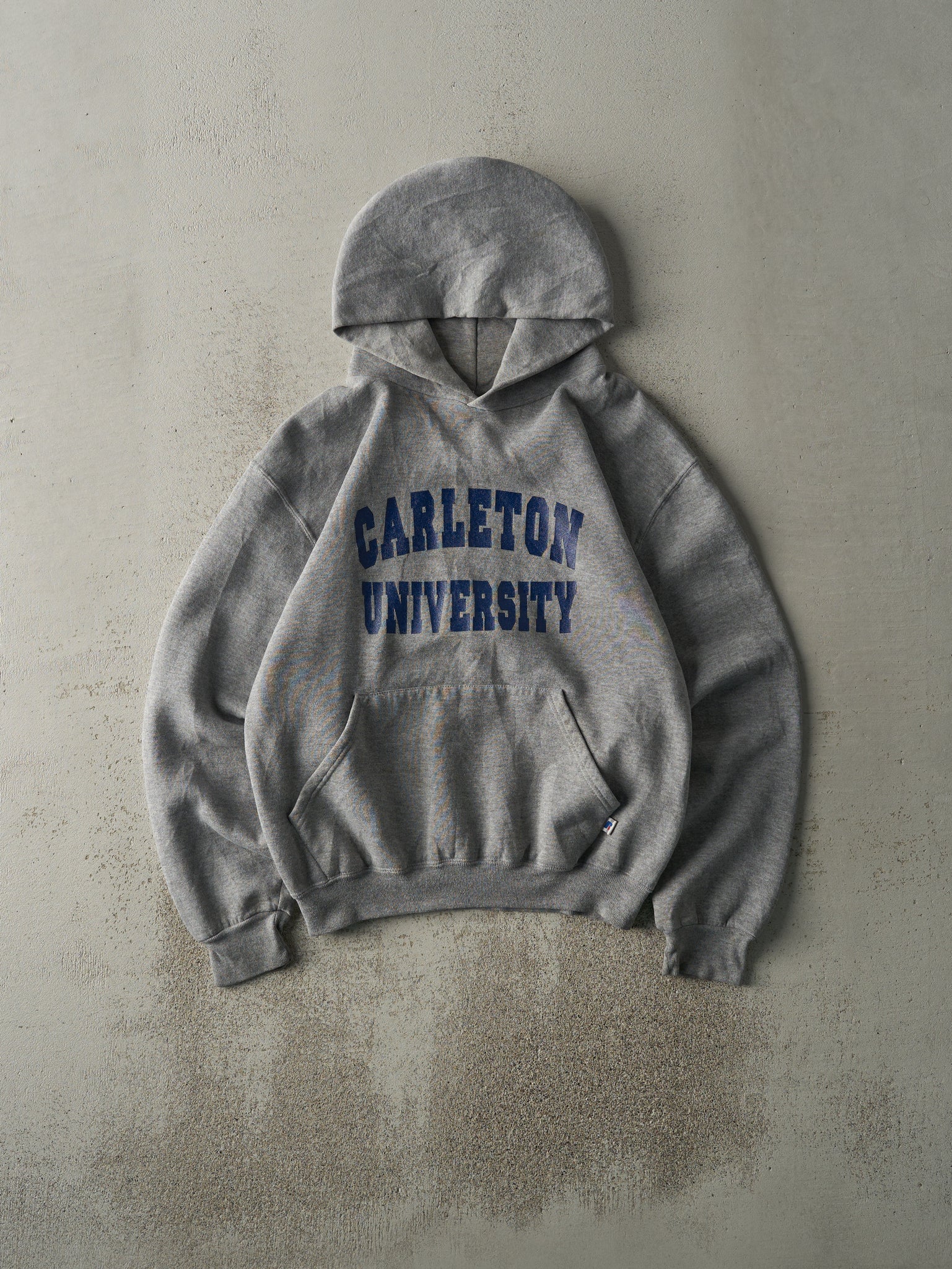 Vintage Y2K Grey Carleton University Russell Athletic Hoodie (M)