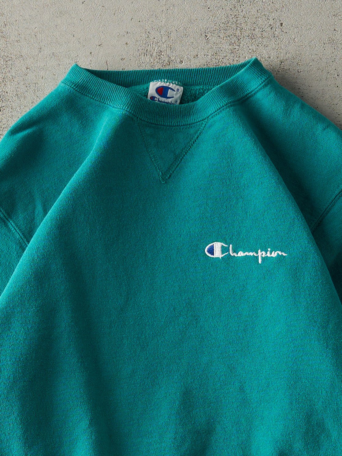 Vintage 90s Teal Embroidered Champion Crewneck (M)