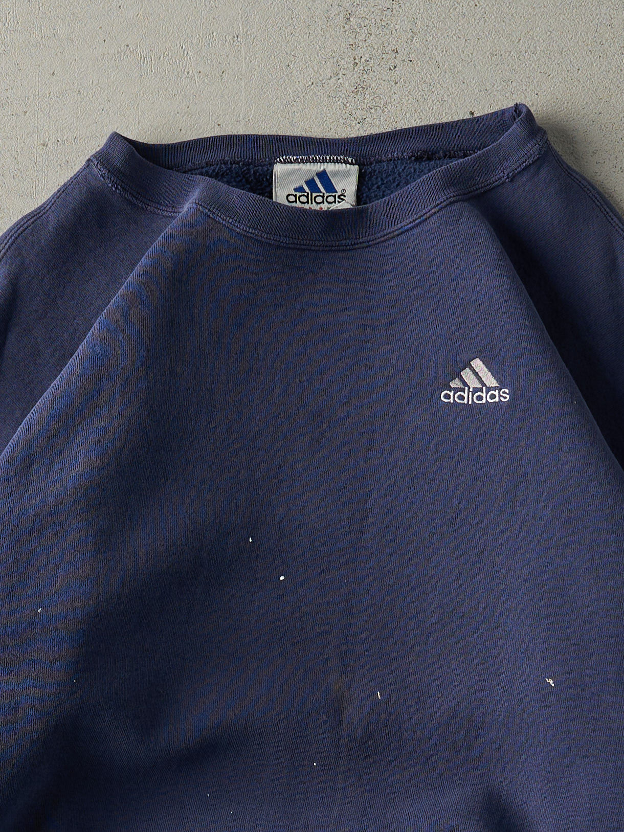 Vintage 90s Navy Blue Embroidered Adidas Boxy Crewneck (XL)