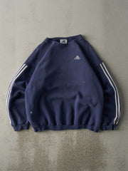 Vintage 90s Navy Blue Embroidered Adidas Boxy Crewneck (XL)