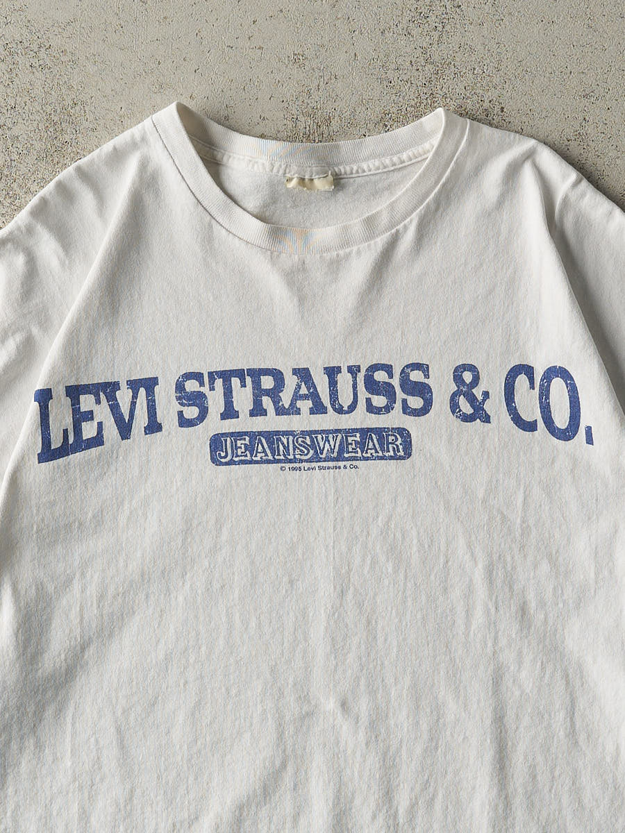 Vintage 95' White Levi's Boxy Single Stitch Tee (L/XL)