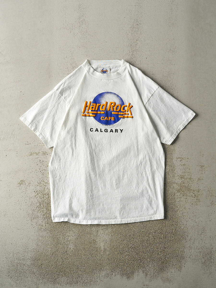 Vintage 89' White Hard Rock Cafe Calgary Puff Print Tee (L/XL)
