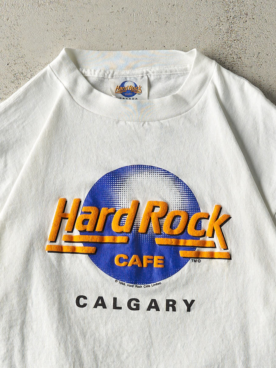 Vintage 89' White Hard Rock Cafe Calgary Puff Print Tee (L/XL)