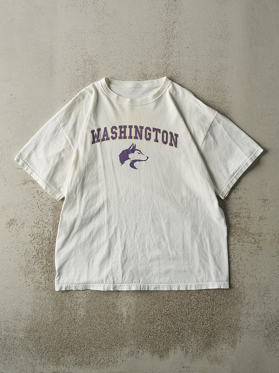 Vintage Y2K White University of Washington Huskies Tee (L/XL)