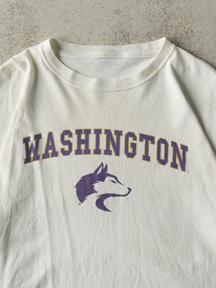 Vintage Y2K White University of Washington Huskies Tee (L/XL)