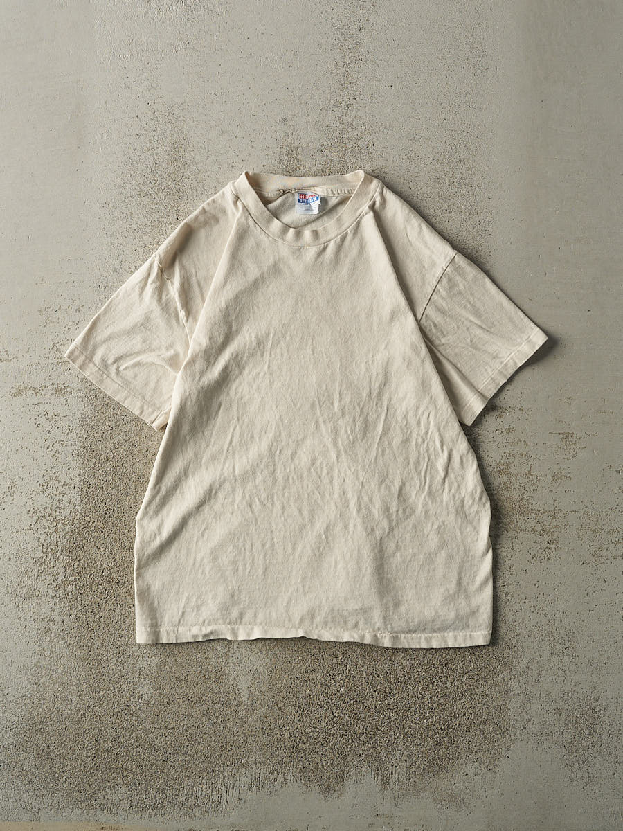 Vintage 90s Beige Blank Single Stitch Tee (M)