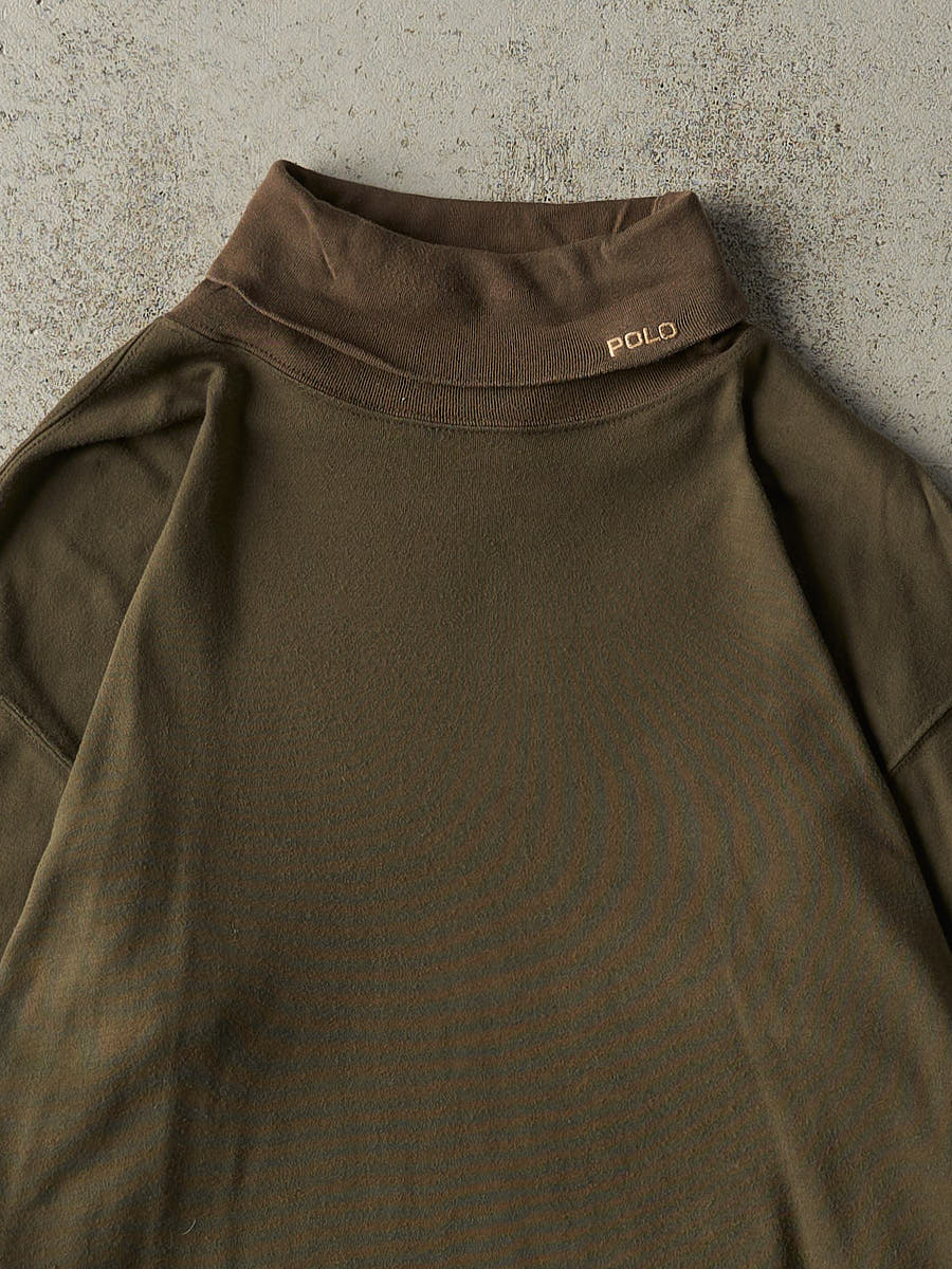 Vintage 90s Brown & Green Polo Ralph Lauren Embroidered Turtle Neck (L)