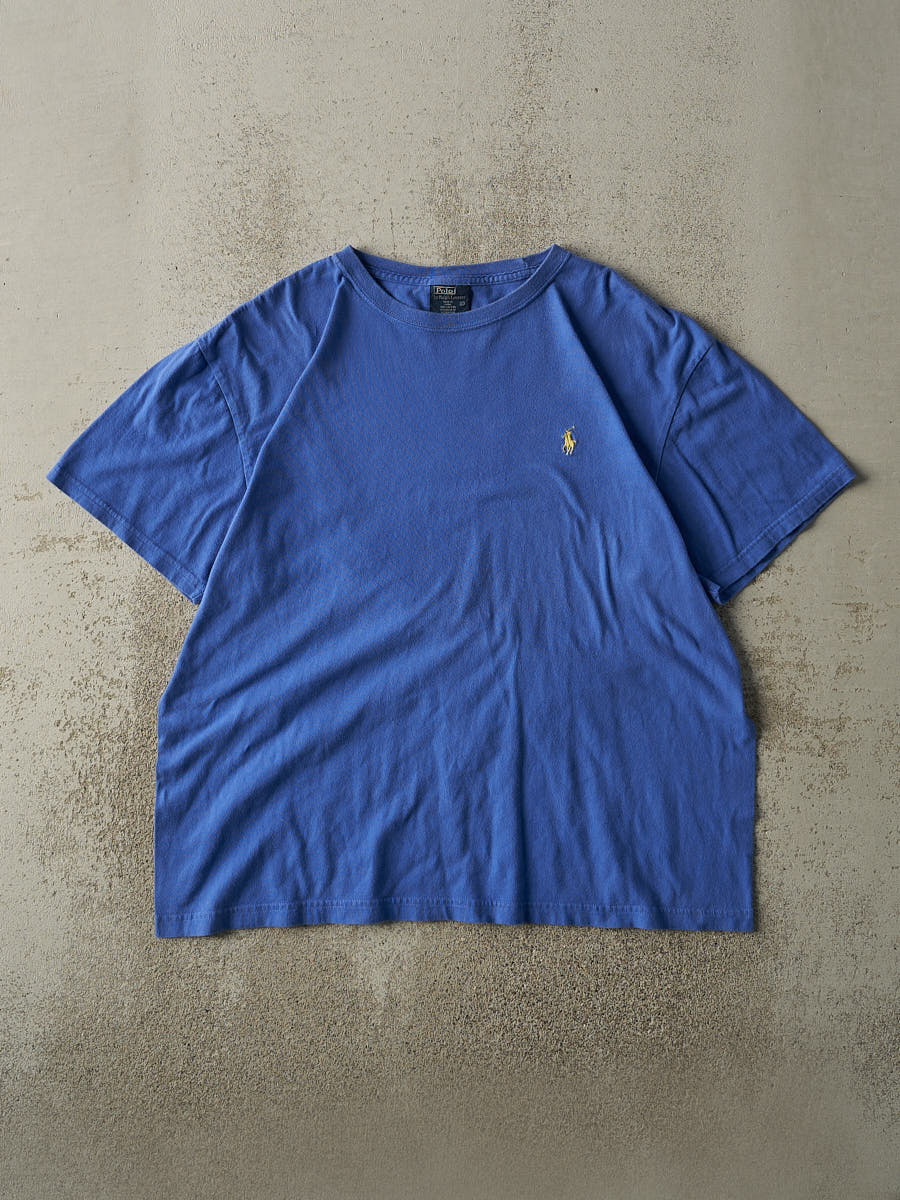 Vintage Y2K Blue Polo Ralph Lauren Embroidered Logo Tee (L)