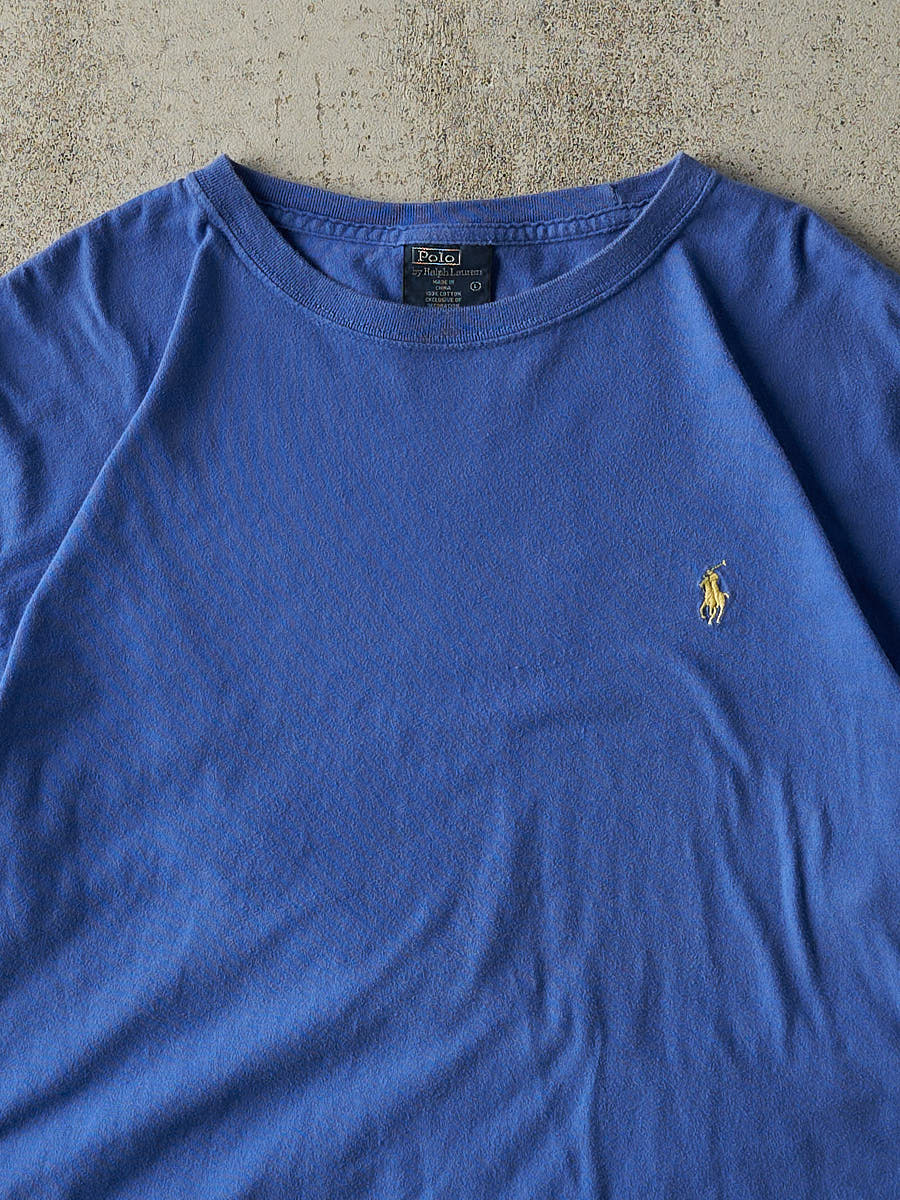 Vintage Y2K Blue Polo Ralph Lauren Embroidered Logo Tee (L)