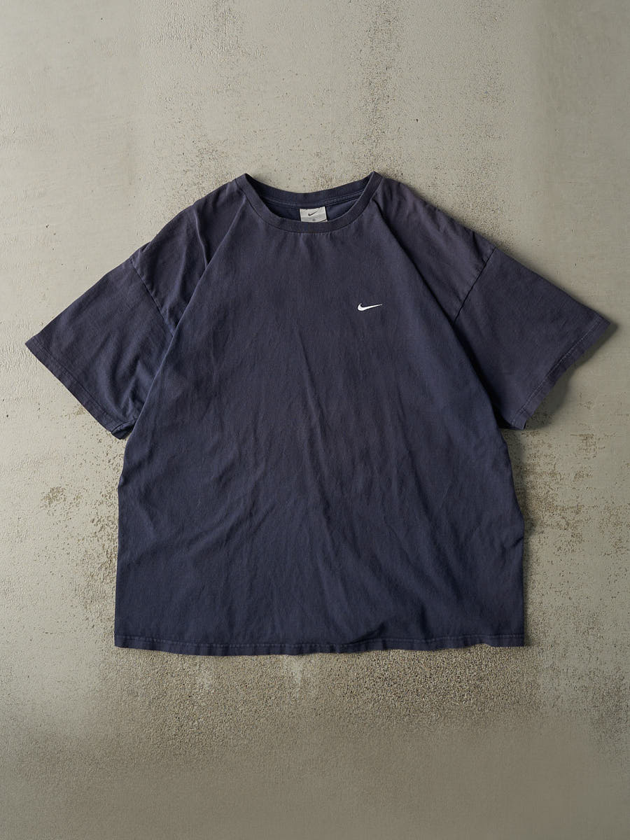 Vintage Y2K Navy Blue Nike Swoosh Embroidered Tee (XL/XXL)