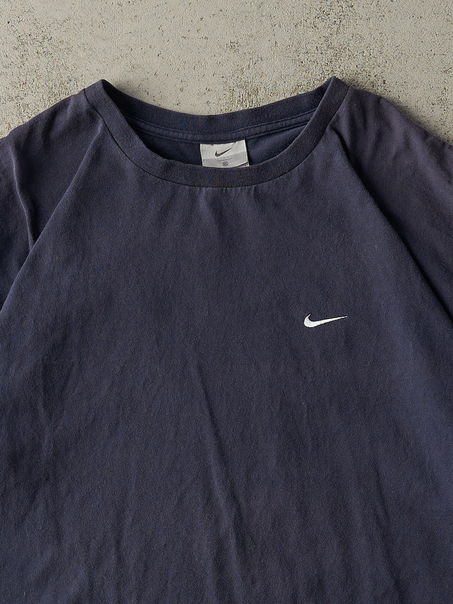 Vintage Y2K Navy Blue Nike Swoosh Embroidered Tee (XL/XXL)