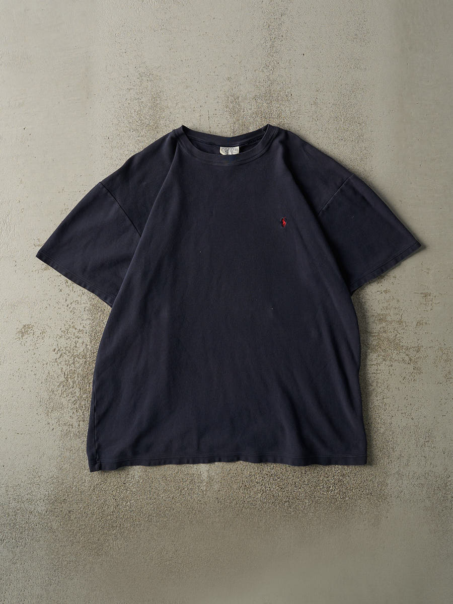 Vintage Y2K Navy Blue Polo Ralph Lauren Logo Tee (L/XL)