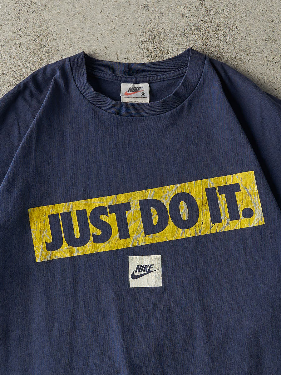 Vintage 90s Navy Blue Nike "Just Do It" Tee (L/XL)