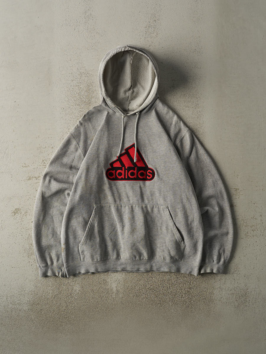 Vintage Y2K Grey Adidas Embroidered Logo Hoodie (L)