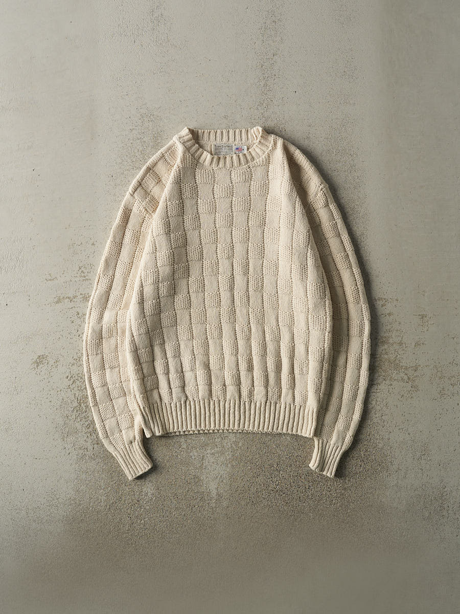 Vintage 80s Beige Box Weave Knit Pullover (M/L)