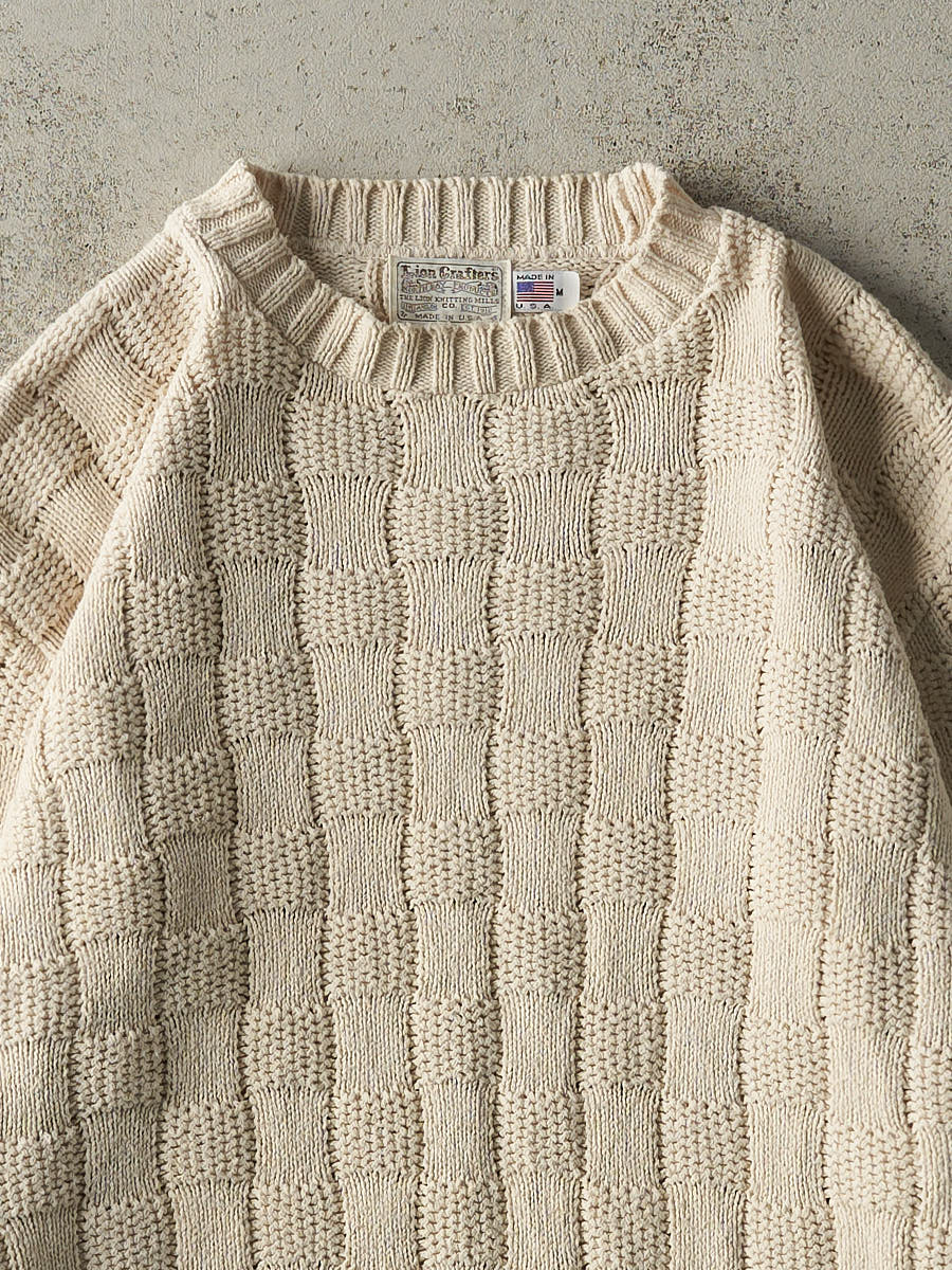 Vintage 80s Beige Box Weave Knit Pullover (M/L)