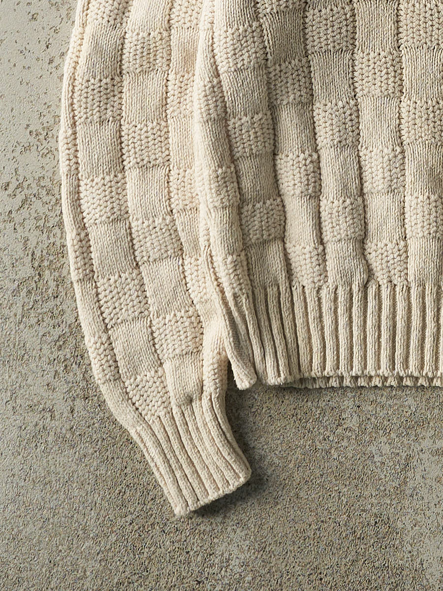 Vintage 80s Beige Box Weave Knit Pullover (M/L)