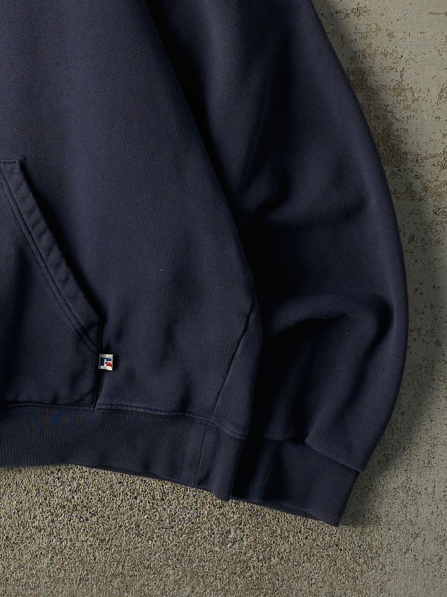 Vintage Y2K Navy Blue Russell Athletic Blank Boxy Hoodie (L)