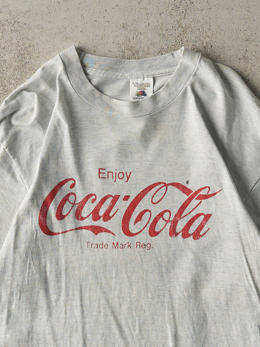Vintage 90s Heather Grey Coca Cola Single Stitch Tee (L/XL)