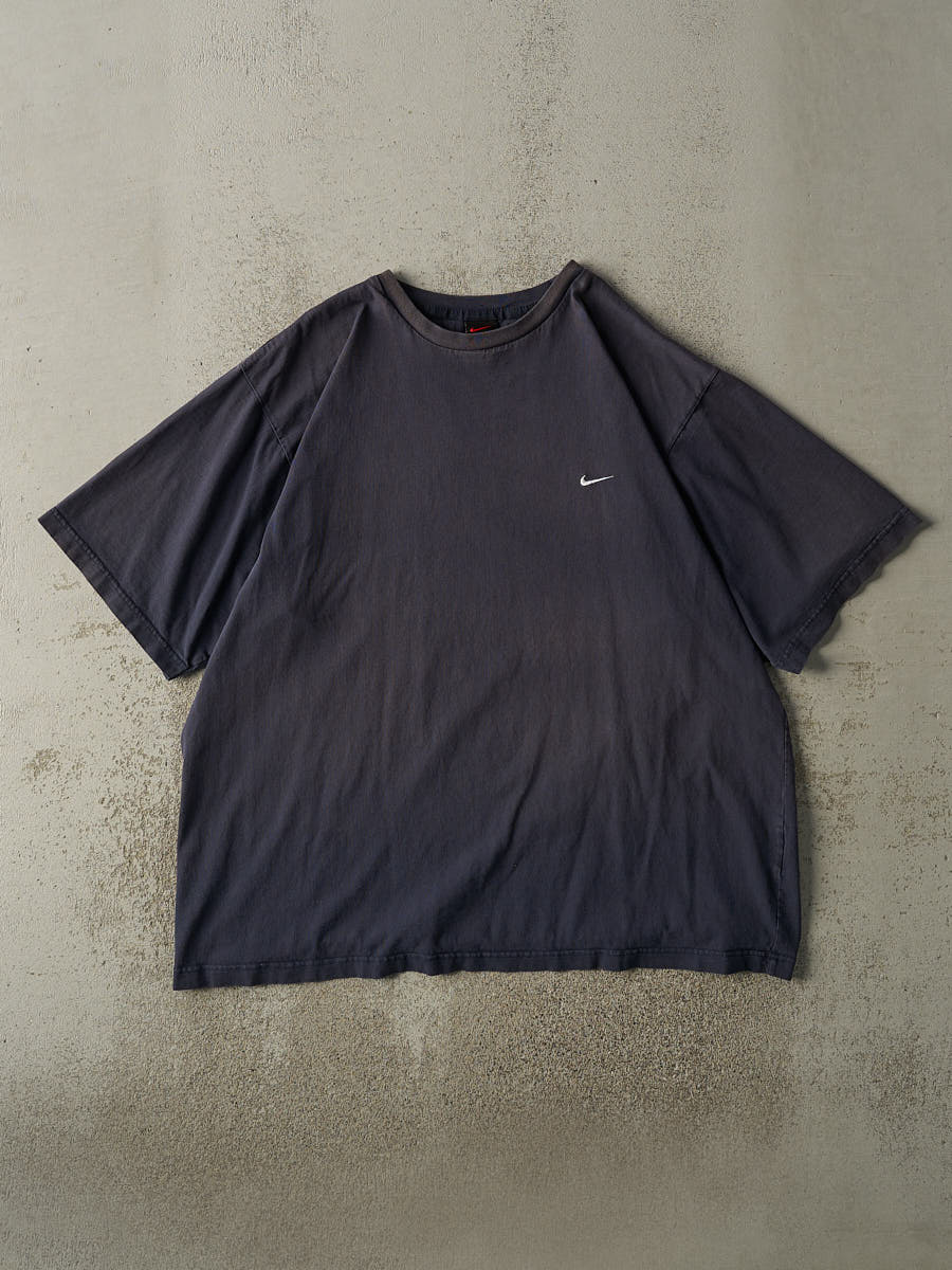 Vintage Y2K Navy Blue Nike Embroidered Logo Tee (XL/XXL)