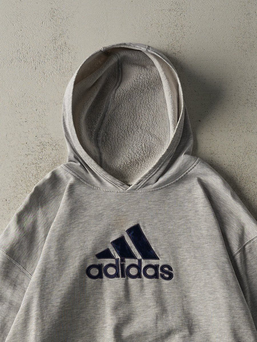 Vintage Y2K Grey Adidas Embroidered Logo Hoodie (XXL/XXXL)