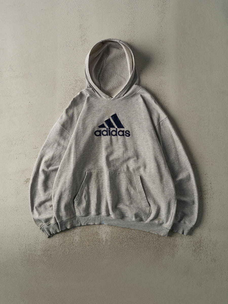 Vintage Y2K Grey Adidas Embroidered Logo Hoodie (XXL/XXXL)