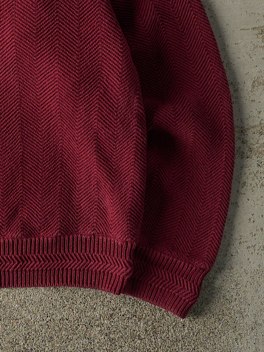 Vintage 90s Burgundy Chaps Ralph Lauren Herringbone Knit Pullover (M/L)