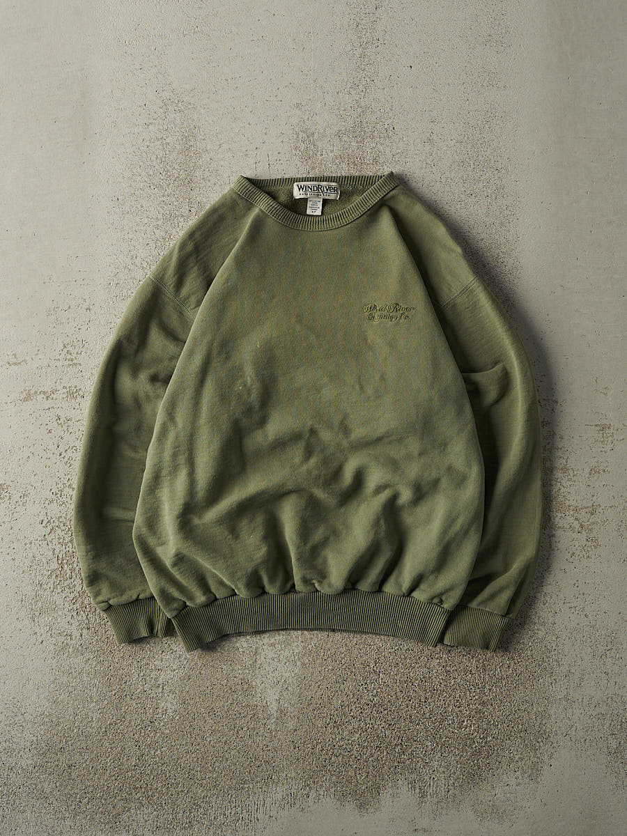 Vintage 90s Washed Green Wind River Embroidered Crewneck (S/M)