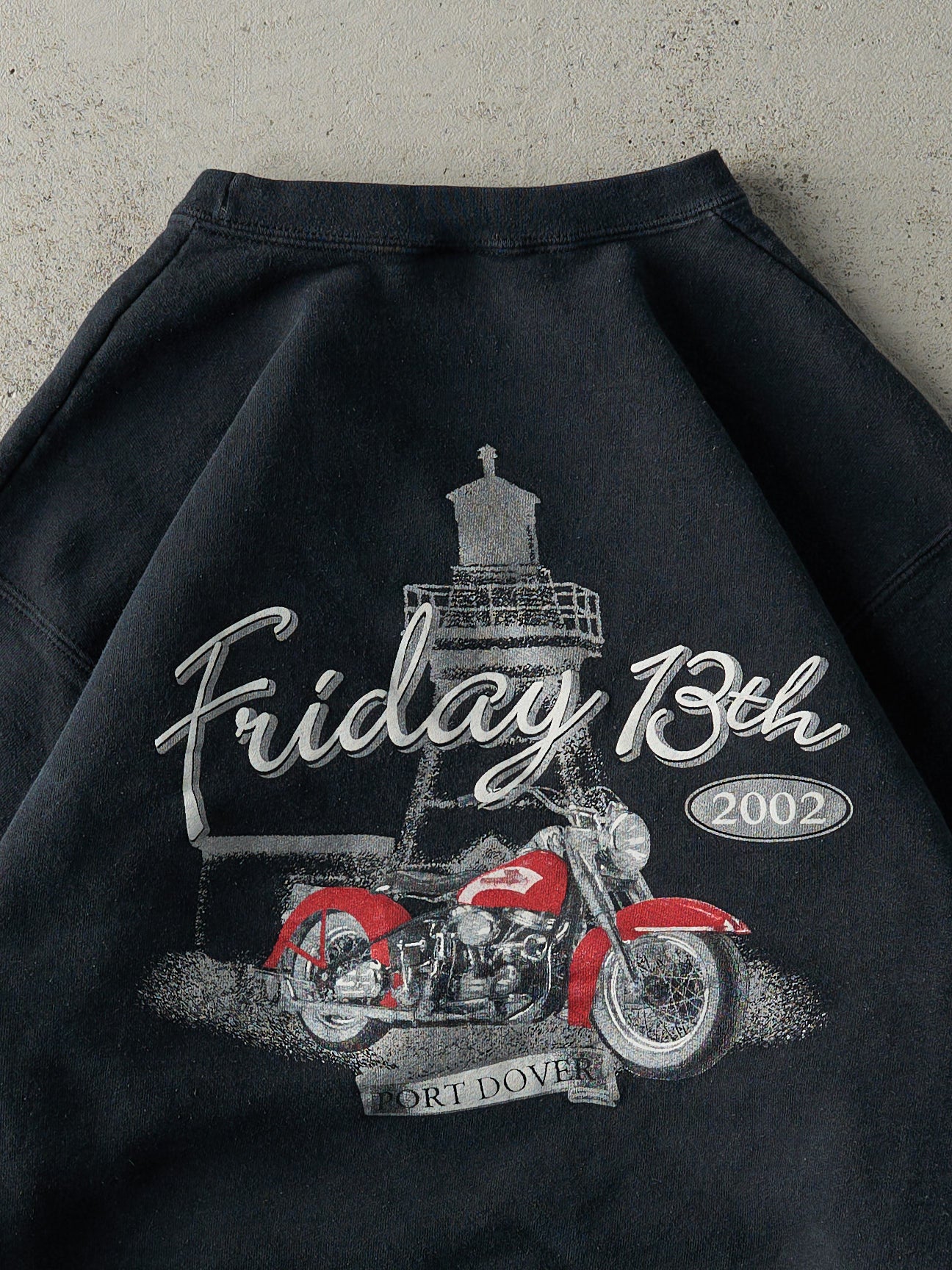 Vintage 02' Black Port Dover Bikers Night Friday the 13th Crewneck (M)