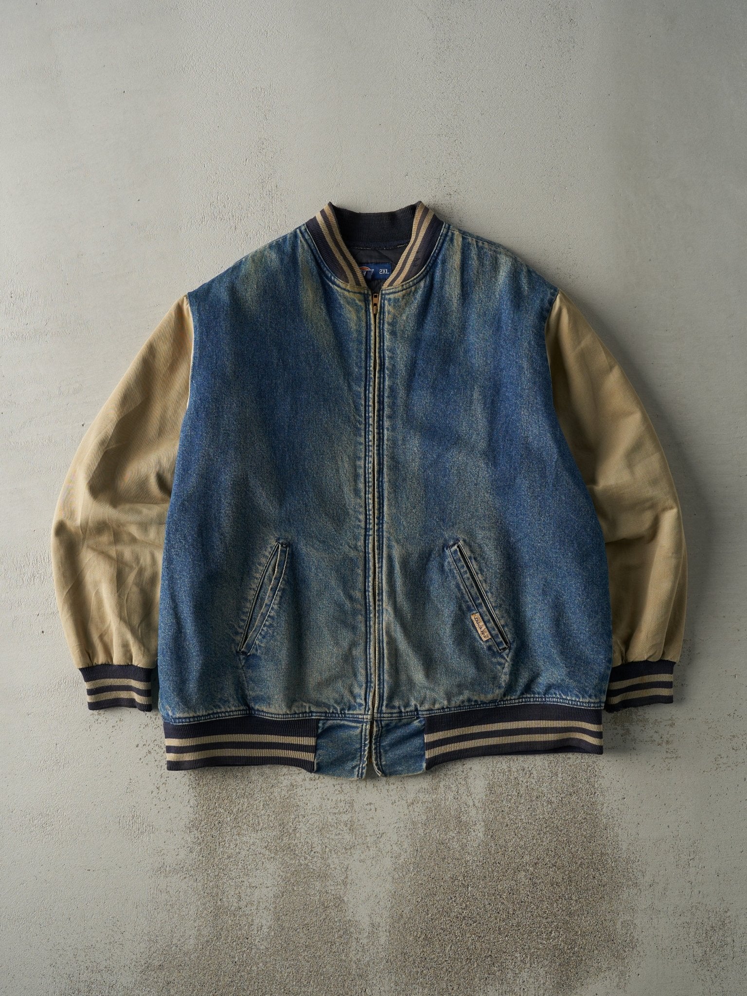 Vintage 90s Mid Wash Dickies Denim Bomber Jacket (XXL)