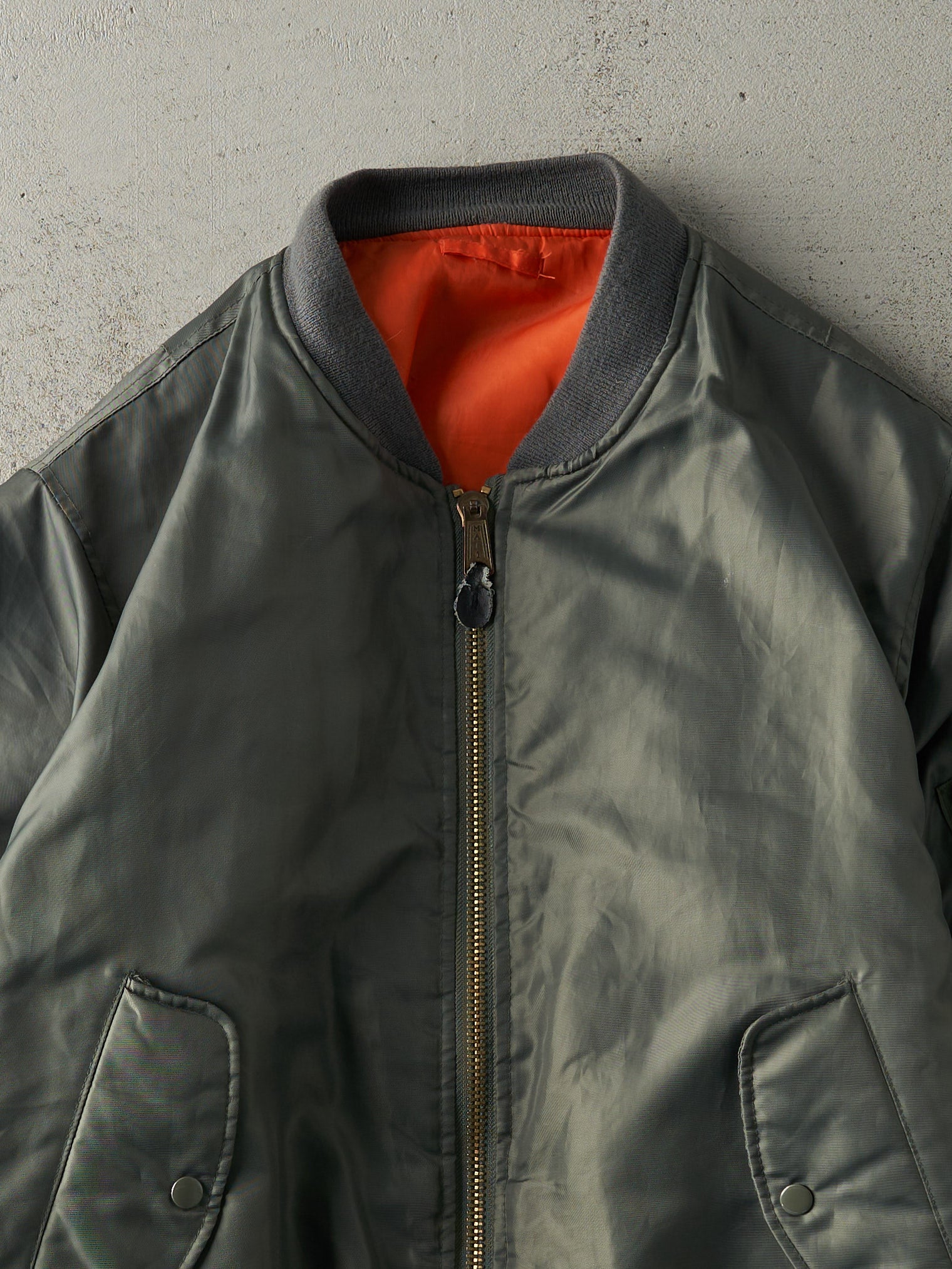 Vintage 90s Green and Orange Reversible Rothco, MA-1 Flight Jacket (L)