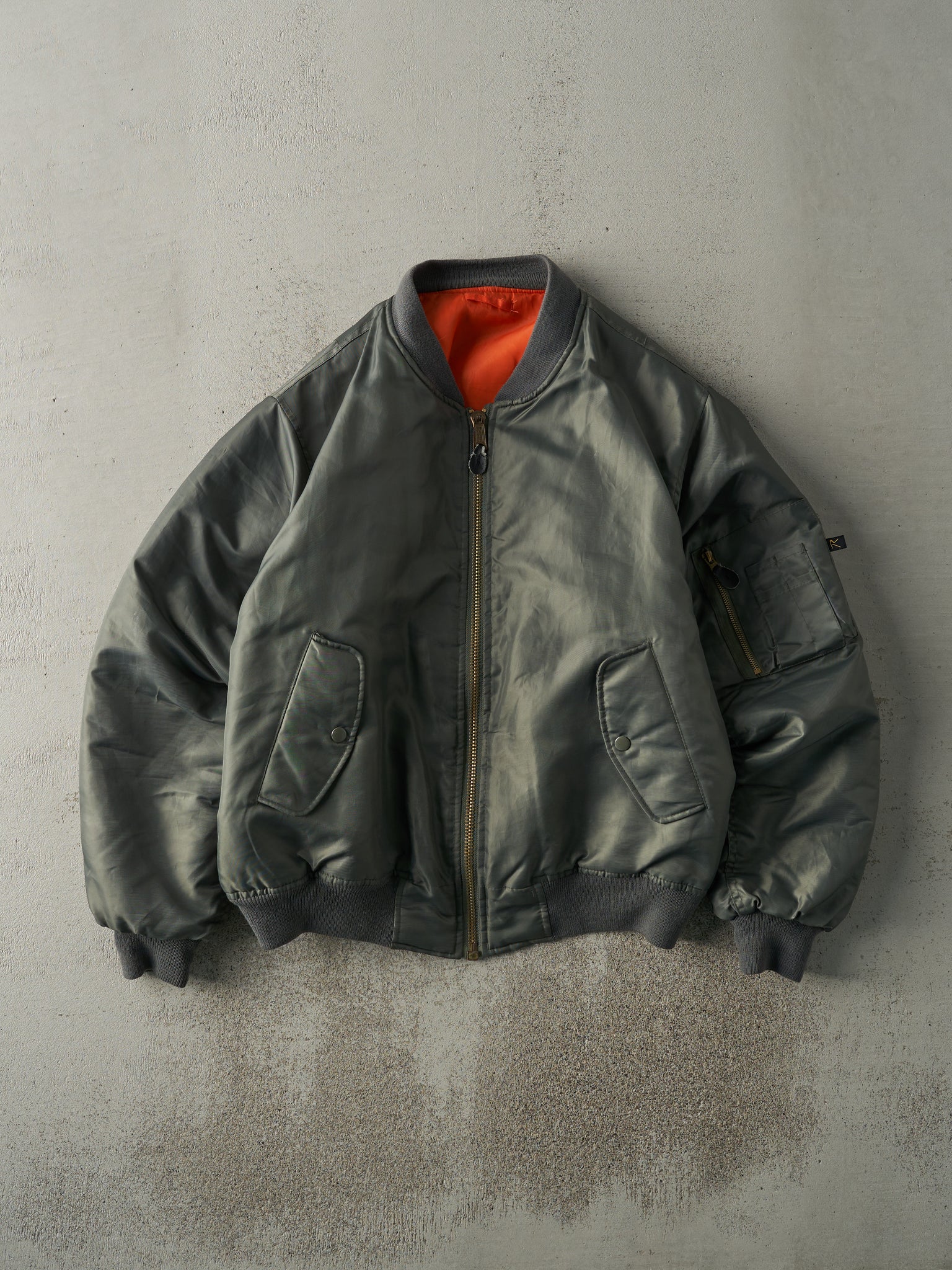 Vintage 90s Green and Orange Reversible Rothco, MA-1 Flight Jacket (L)