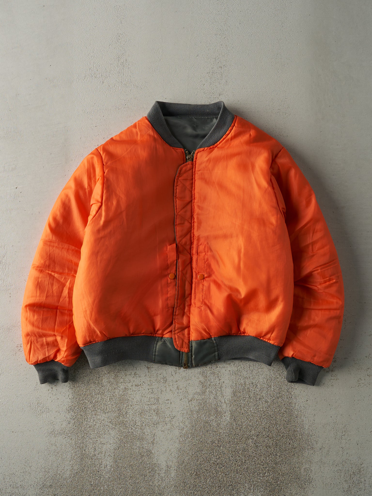 Vintage 90s Green and Orange Reversible Rothco, MA-1 Flight Jacket (L)