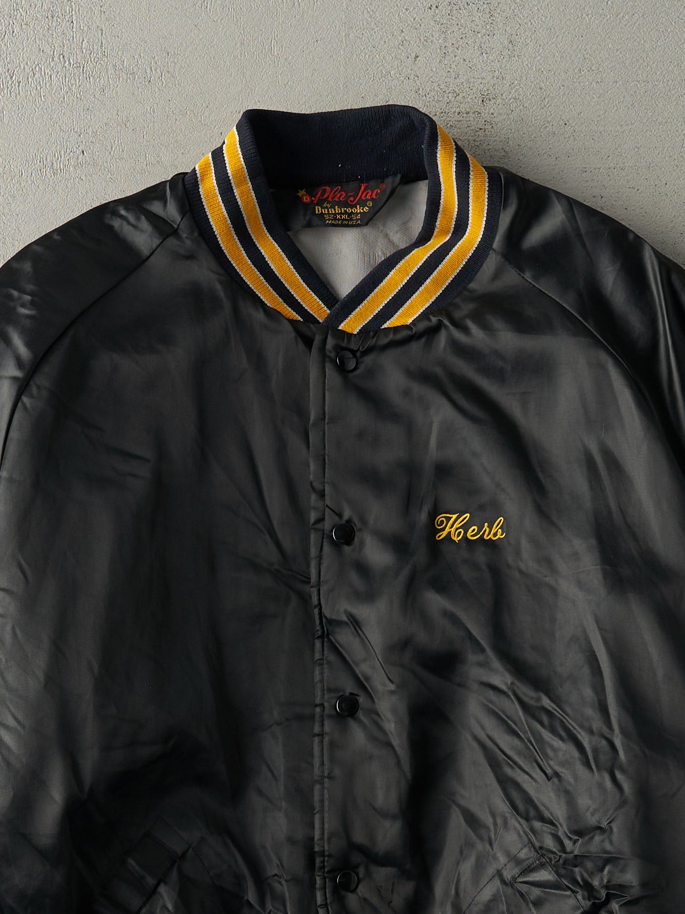 Vintage 70s Black Skagit Speedway Satin Bomber Jacket (L)