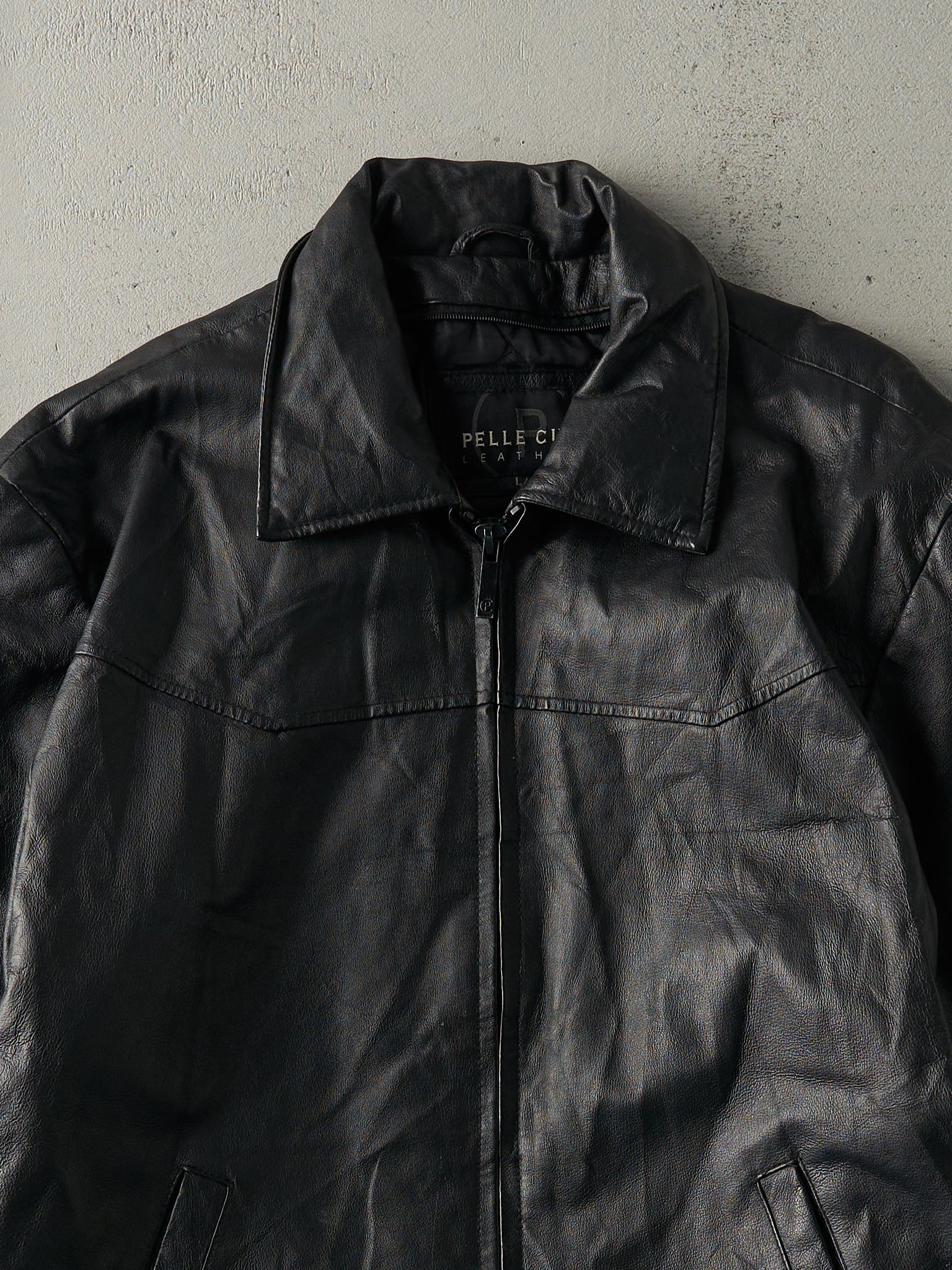 Vintage Y2K Black Pelle Cuir Leather Jacket (M/L)