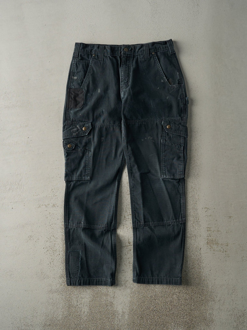 Vintage Y2K Black Carhartt Ripstop Double Knee Cargo Carpenter Pants (34x31)