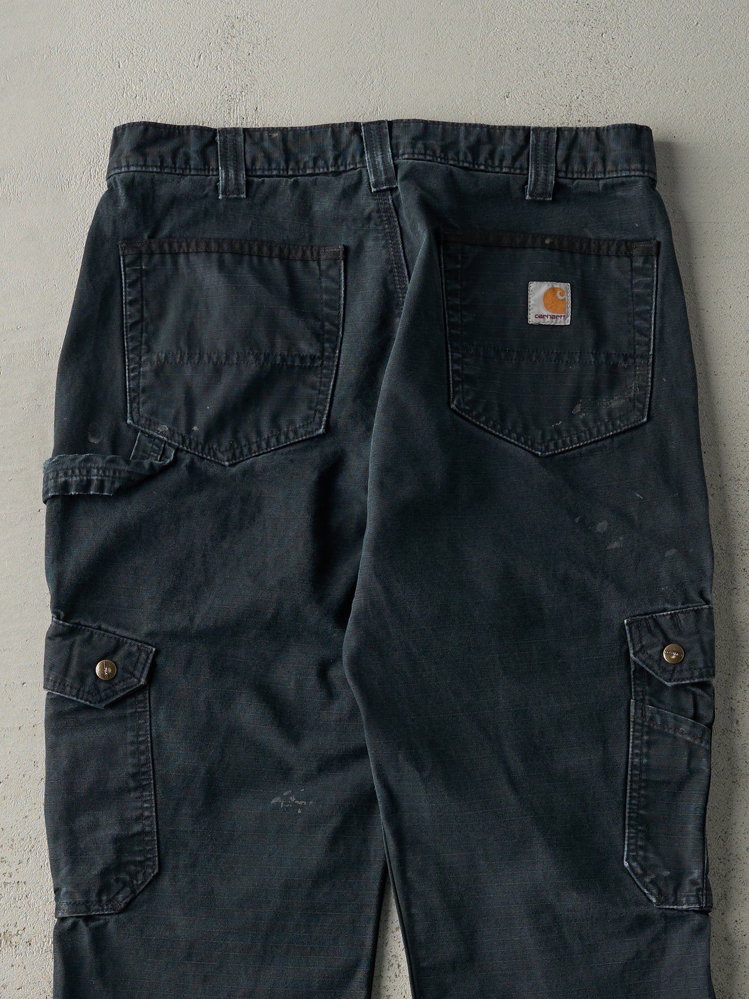 Vintage Y2K Black Carhartt Ripstop Double Knee Cargo Carpenter Pants (34x31)