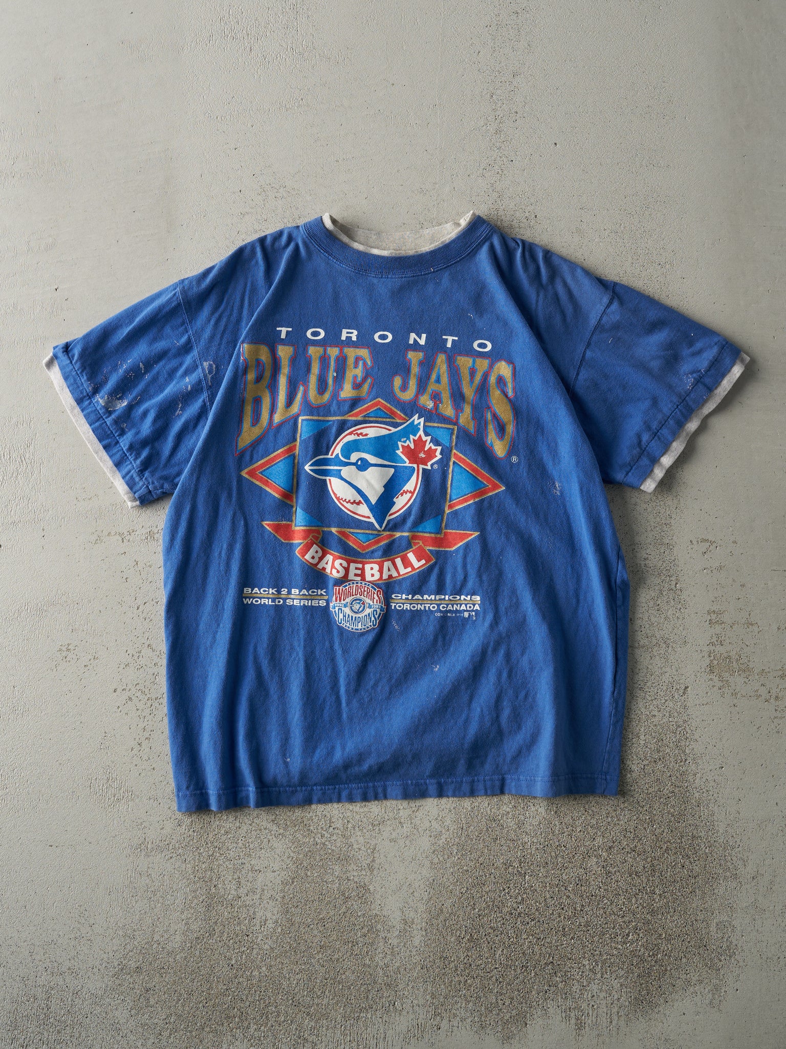 Vintage 94' Blue Toronto Blue Jays Double Neck Tee (M/L)