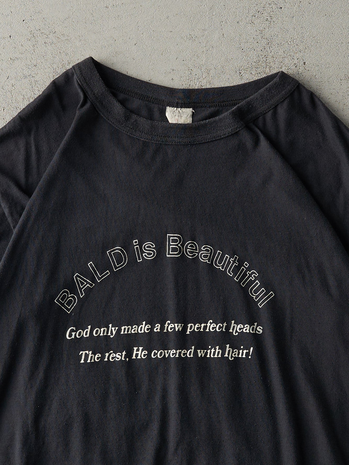 Vintage 80s Black "Bald Is Beautiful" Ringer Tee (M/L)