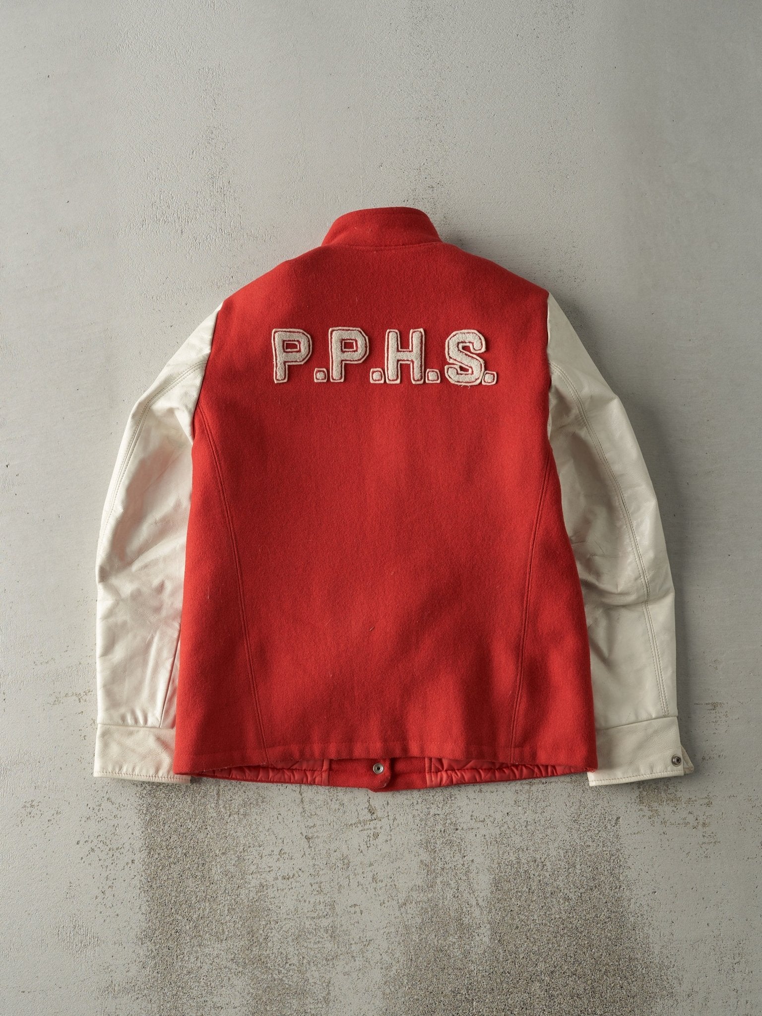 Vintage 90s Red & White Port Perry Varsity Jacket (S)