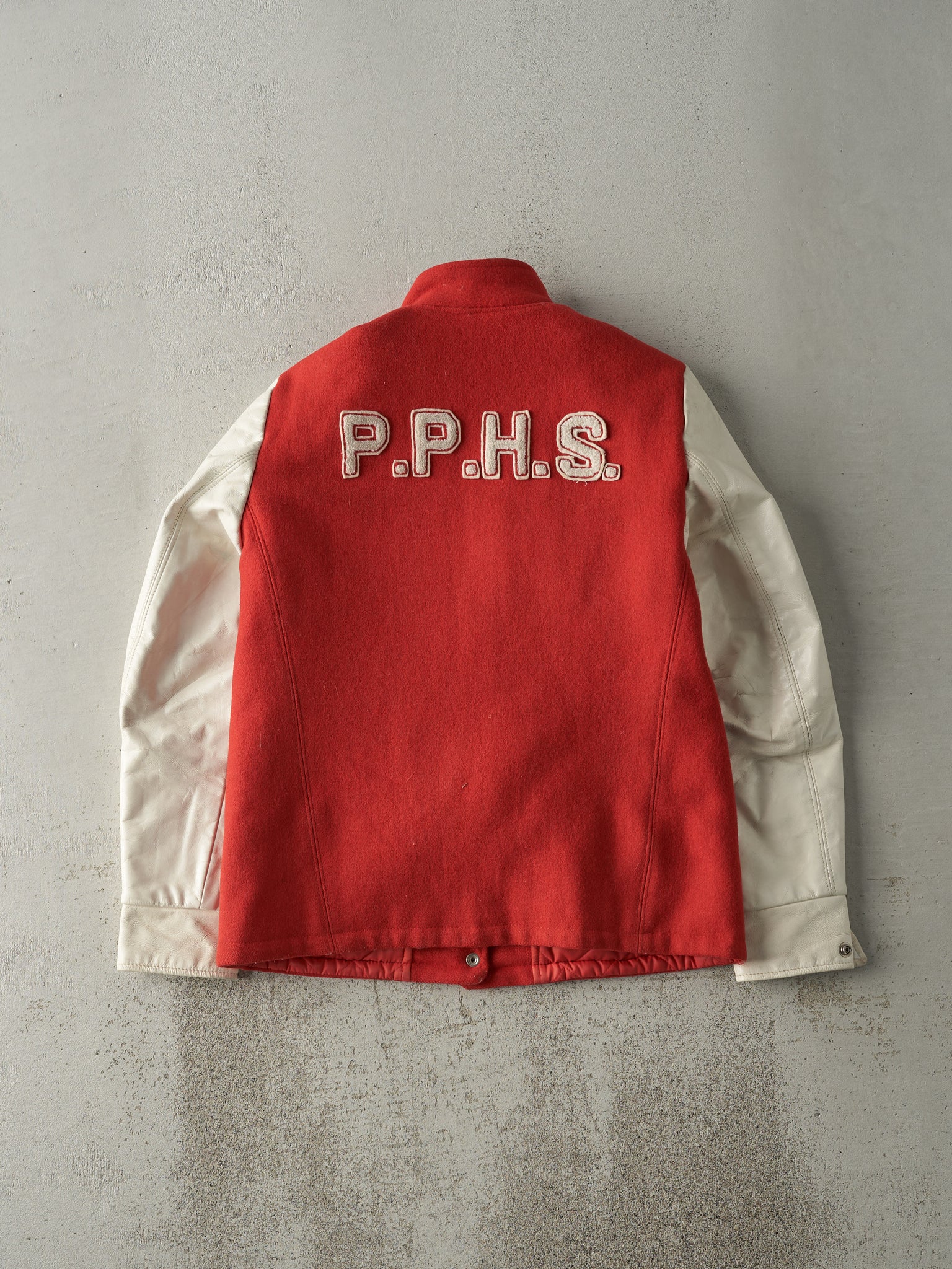 Vintage 90s Red & White Port Perry Varsity Jacket (XS)