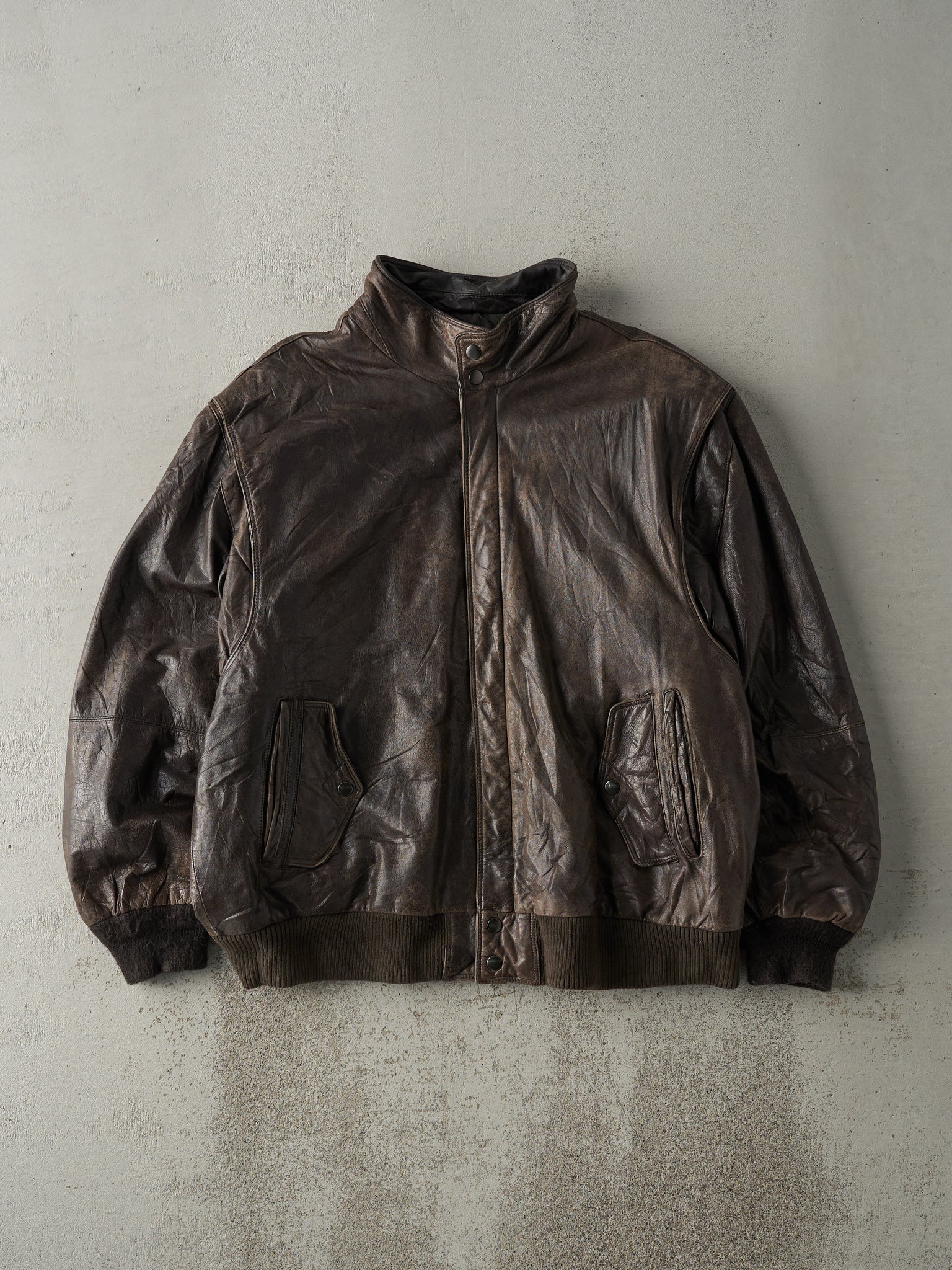 Vintage 80s Brown Boundary Waters Leather Bomber Jacket (L)