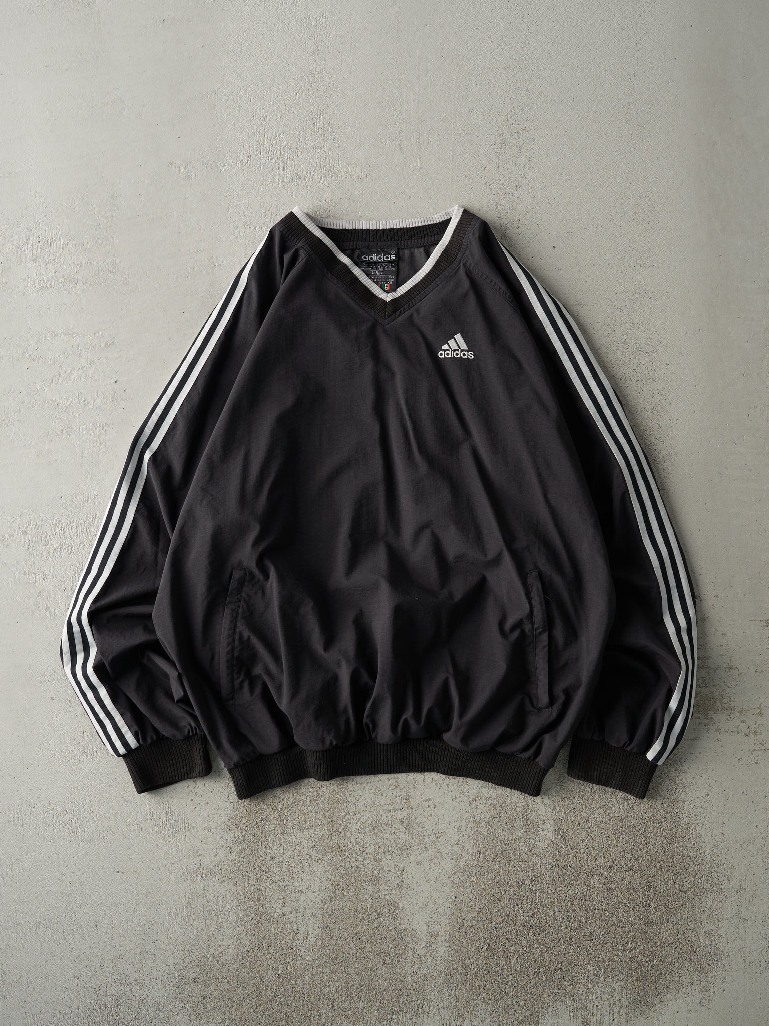 Vintage 90s Black Adidas Nylon Windbreaker Pullover Jacket (XL)